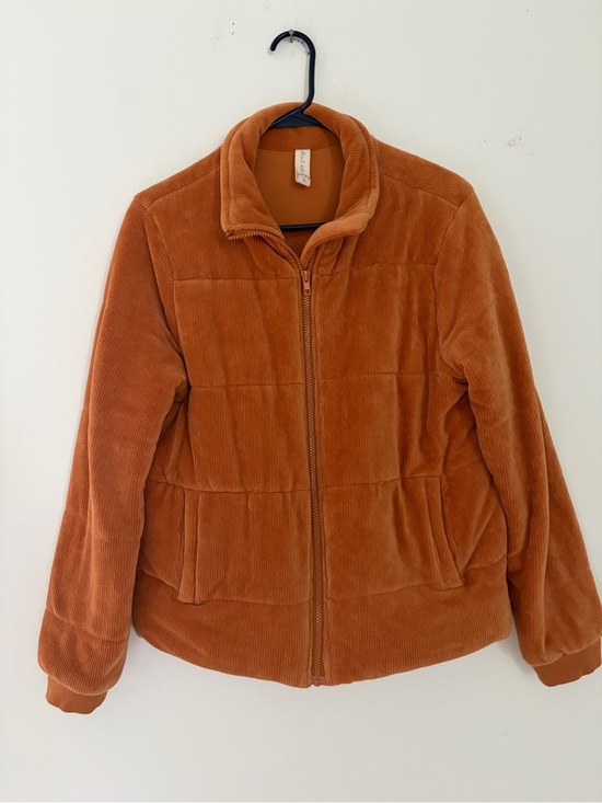 Altar'd State Jackets & Blazers - Altar’d State Corduroy Zip-Up Puffer Jacket in Rust
